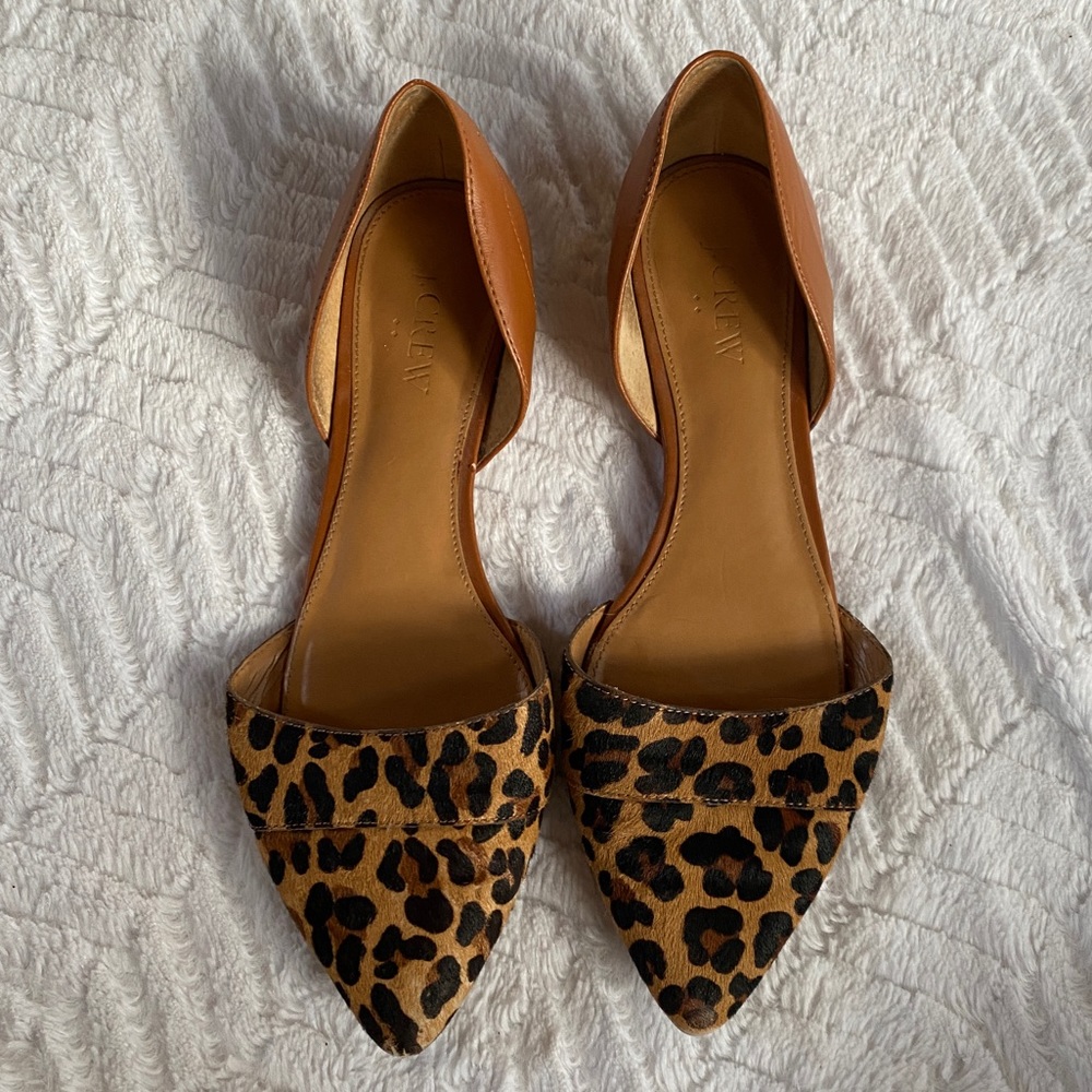 J crew animal print suede/leather slides